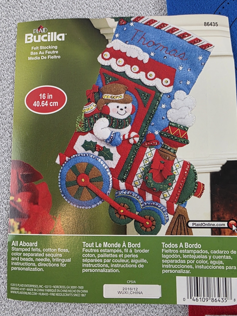 All Aboard Felt Stocking Kit 86435 Train Snowman Conductor 16" *Intact But Cut*